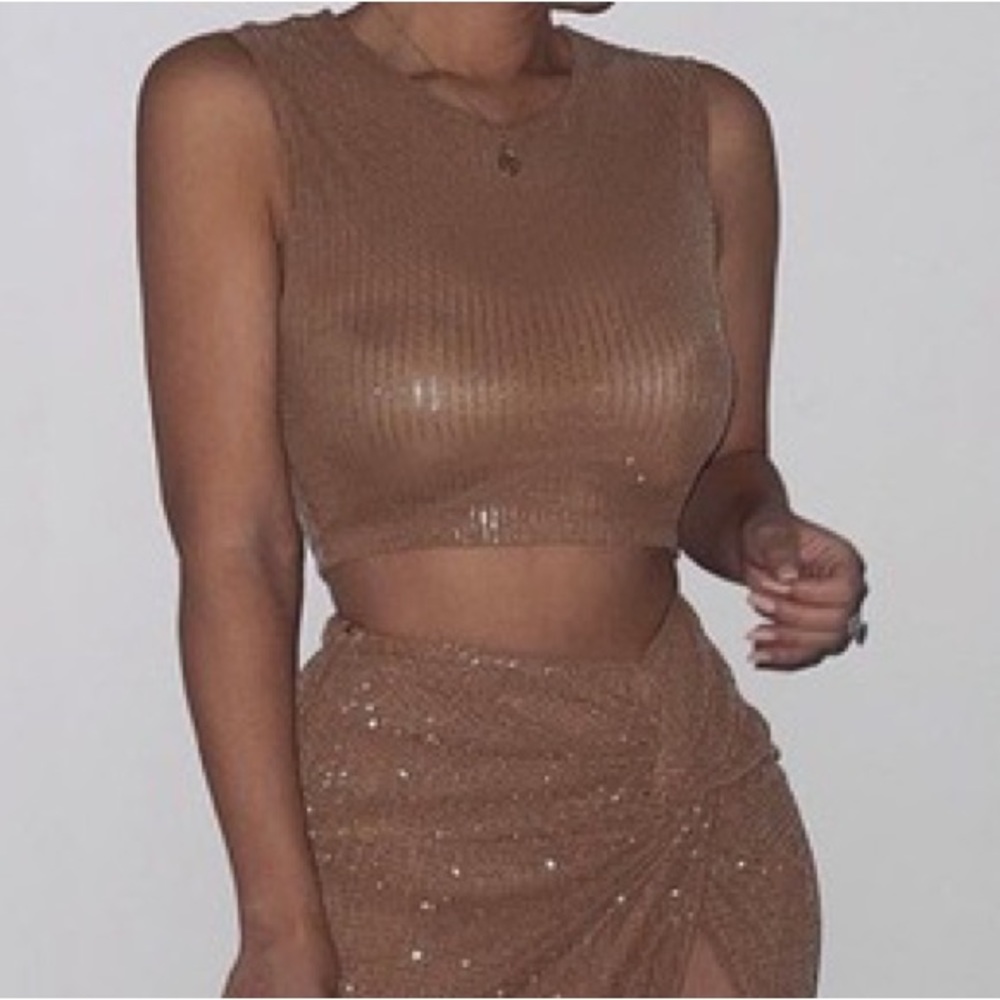 JLUXLABEL Tan Verona Crop Top • New • Size Small